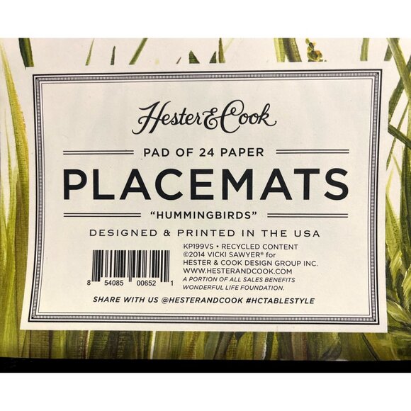 Hester and Cook Hummingbirds Paper Placemats Vicki Sawyer 24 Sheets - Picture 2 of 5